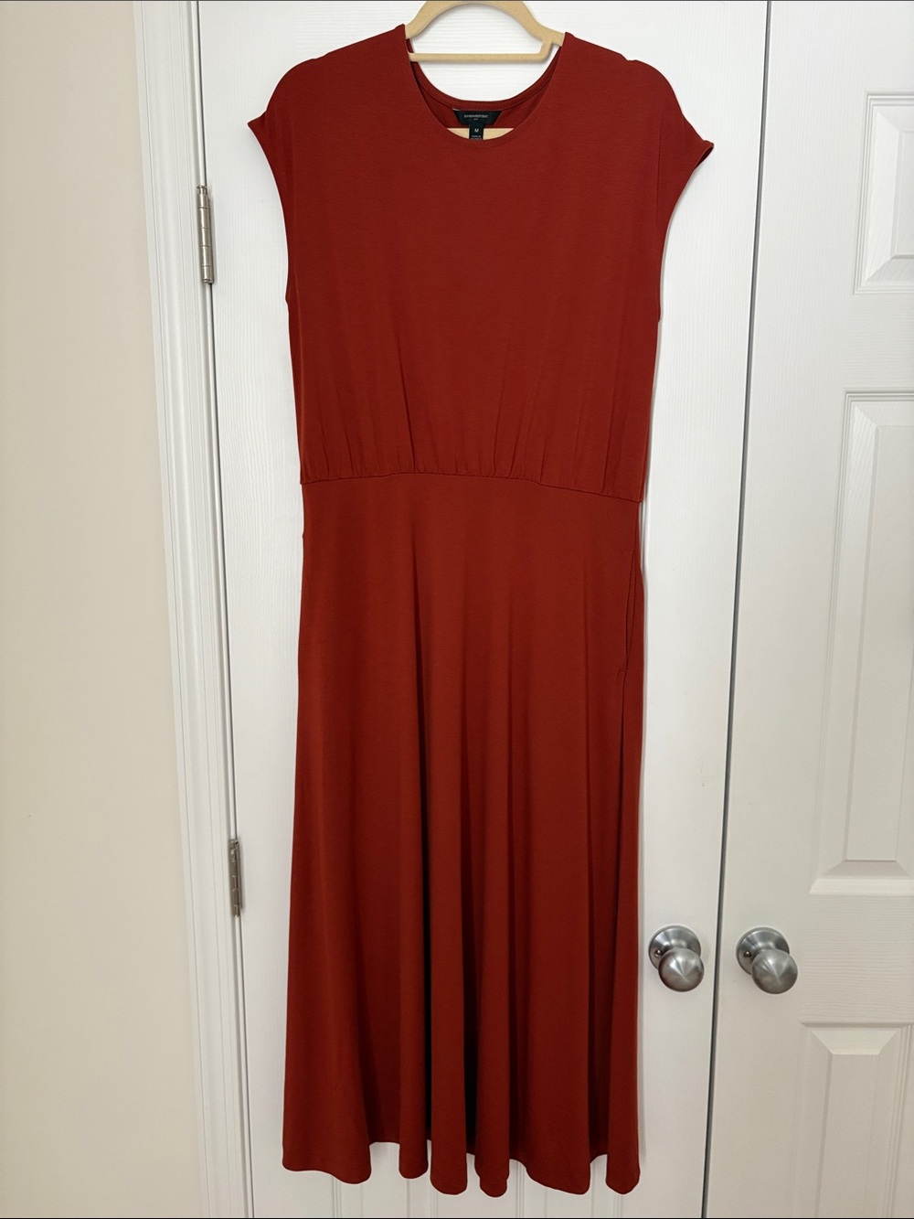 Banana Republic Rust Red Midi Dress with Cap Sleeves